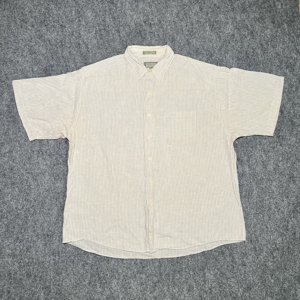 Vintage Christopher Hayes Single Needle Linen Cotton Blend Button‎ Up Striped XL